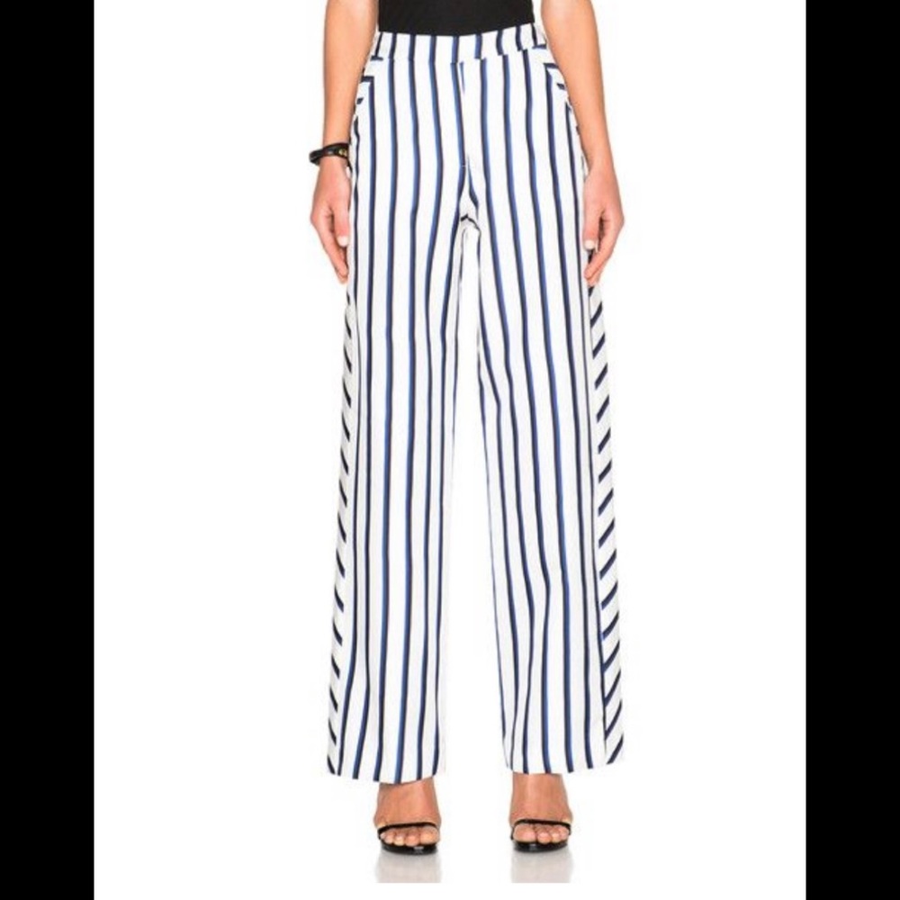 NICHOLAS Dual-Striped Wide-Leg Pants SILK
